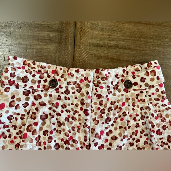 Ann Taylor High Rise Pink Animal Leopard Print Paperbag Shorts Size 10 Pockets - Picture 8 of 16